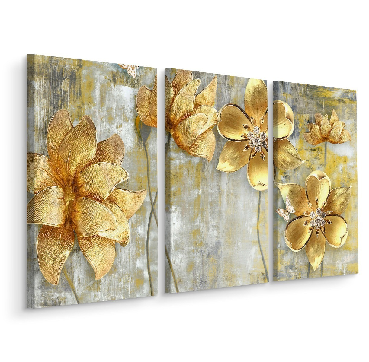 Obraz Tryptyk Dekoracyjne KWIATY Natura 3D 60x40cm