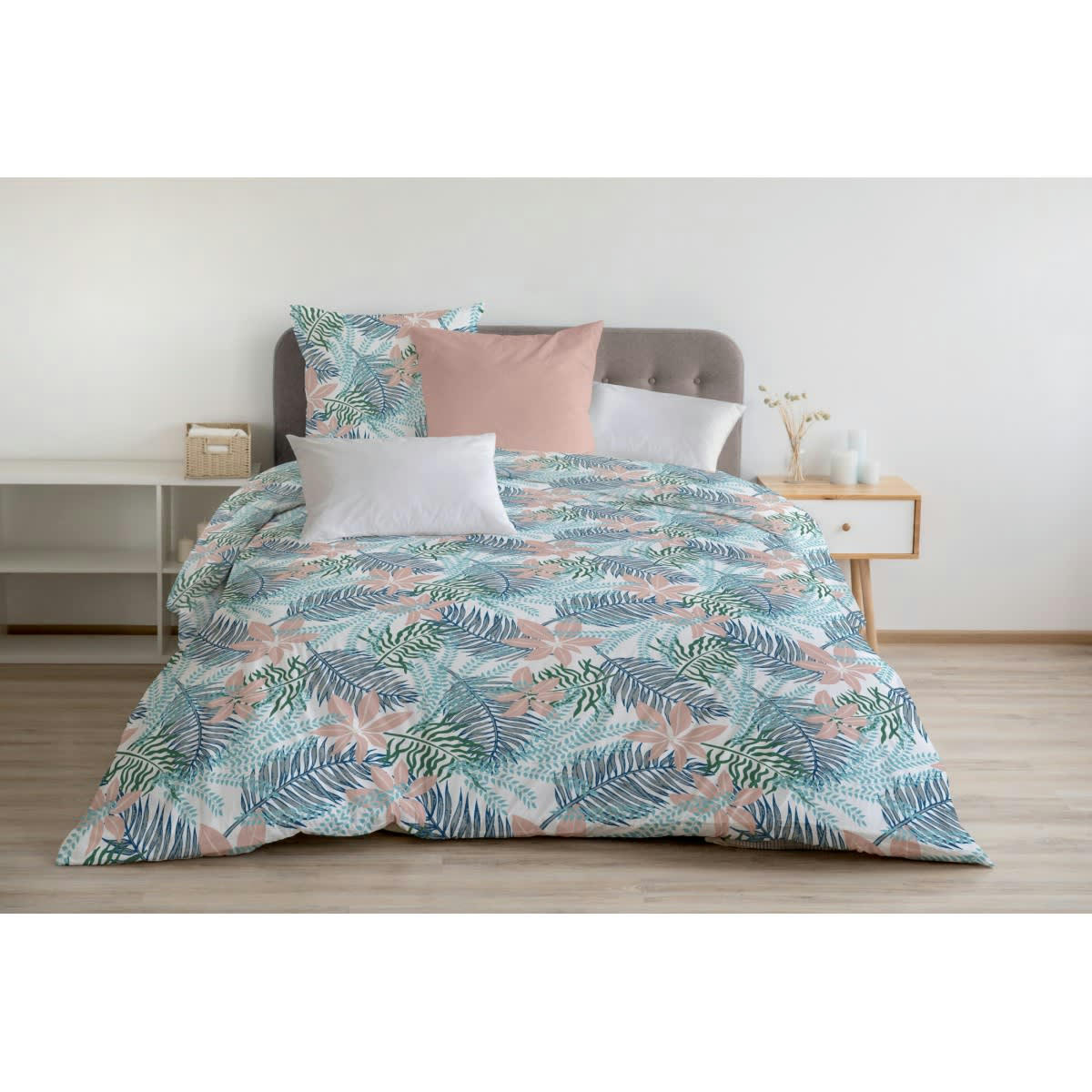 L'AMAZONIE - Parure de Couette 100% Coton Rose 240x260 cm