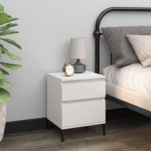 NNEVL Bedside Cabinets 2 pcs High Gloss White 40x35x50 cm