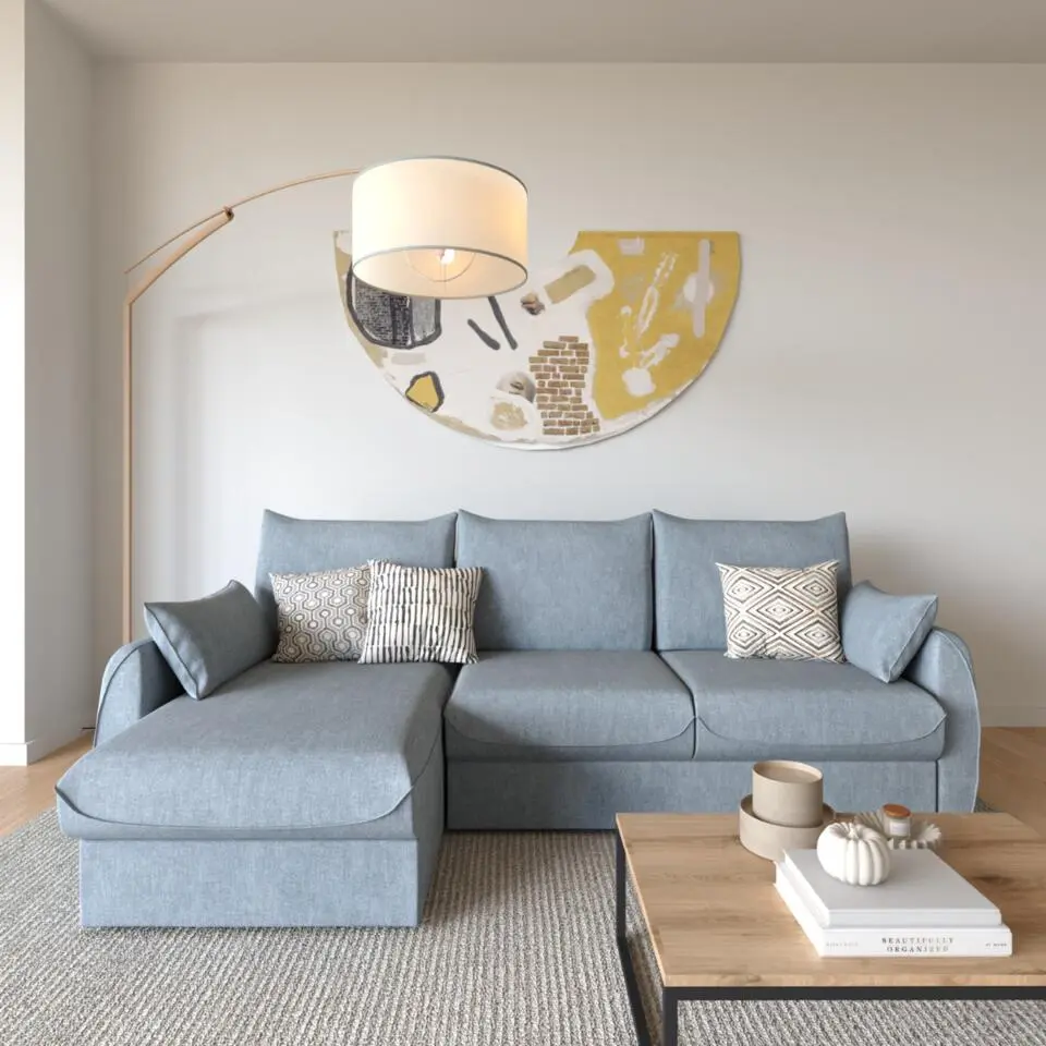 CALICOSY - Slaapbank NAOMI - Blauw - 90x260x175 cm