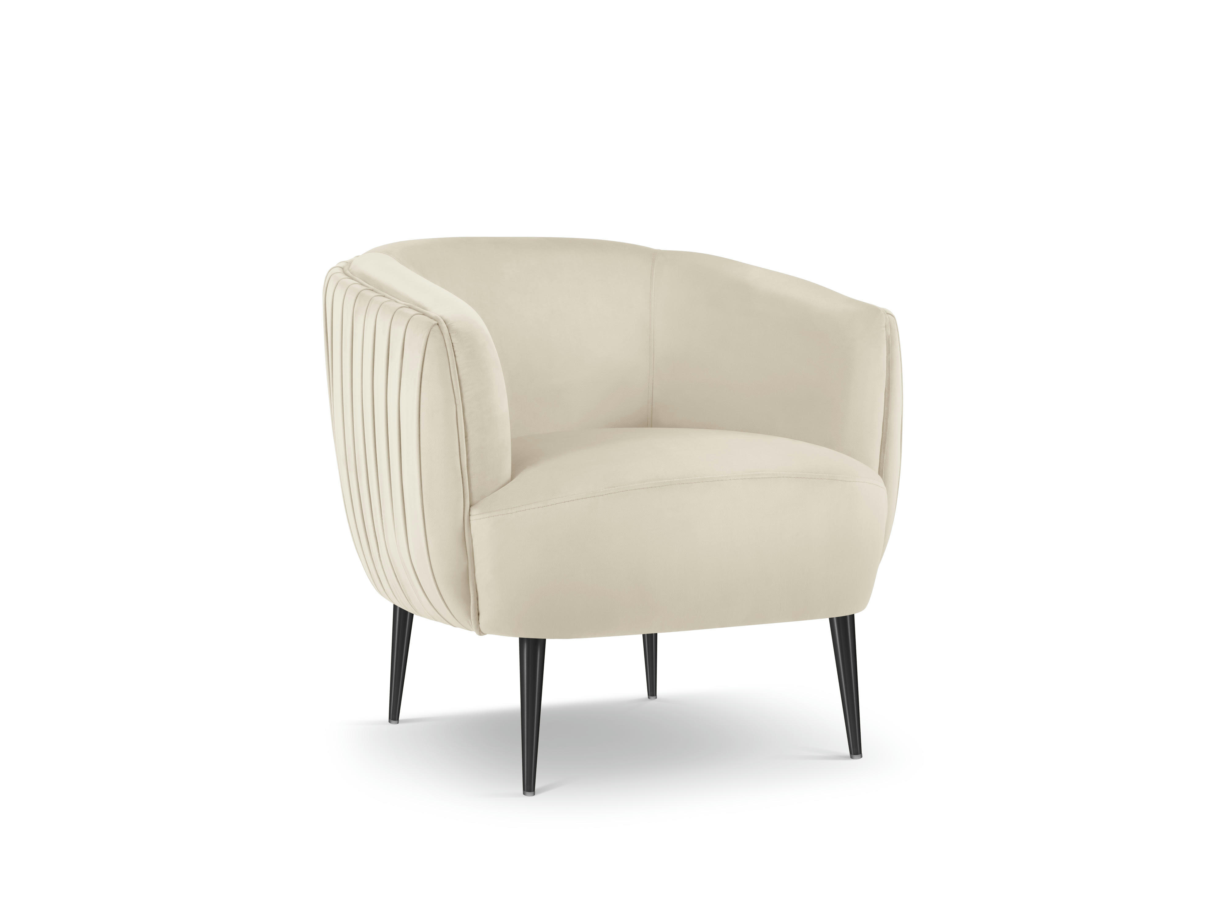MOSS - Fauteuil en velours beige clair