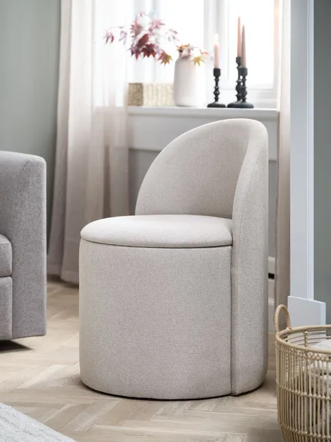 Loungestol ODDUM m/opbevaringsplads beige stof