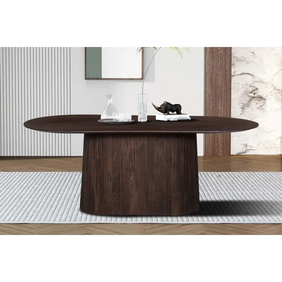 Rousseau Ovale donkerbruine tafel Miguel - 200 cm - Massief mangohout - H76 x