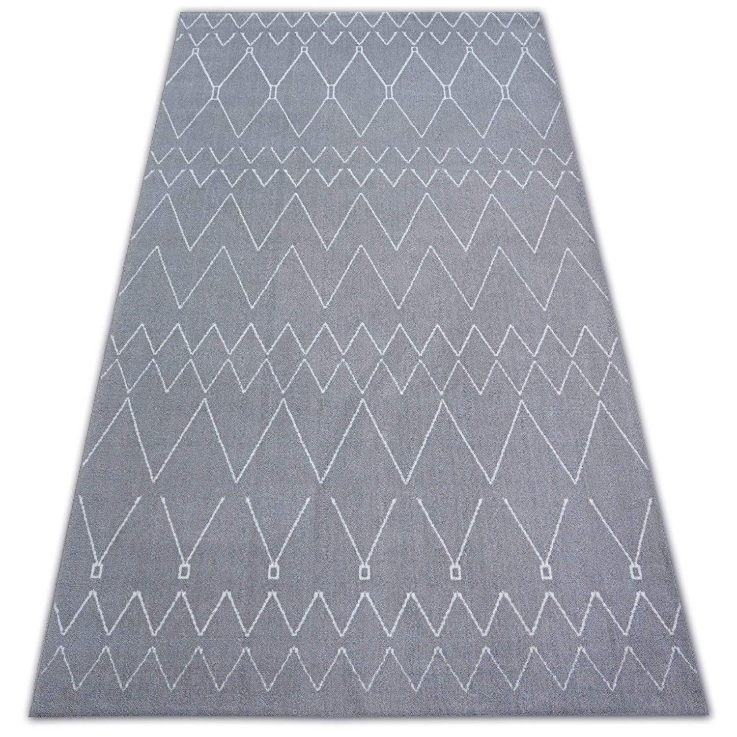Dywan SENSE Micro 81249 ZYGZAK ETNO srebrny/biały 80x150 cm
