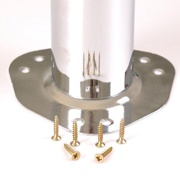 4 un. Pied de table rond en acier, diamètre 60 mm, hauteur 870 mm, chromé avec régulateur de niveau