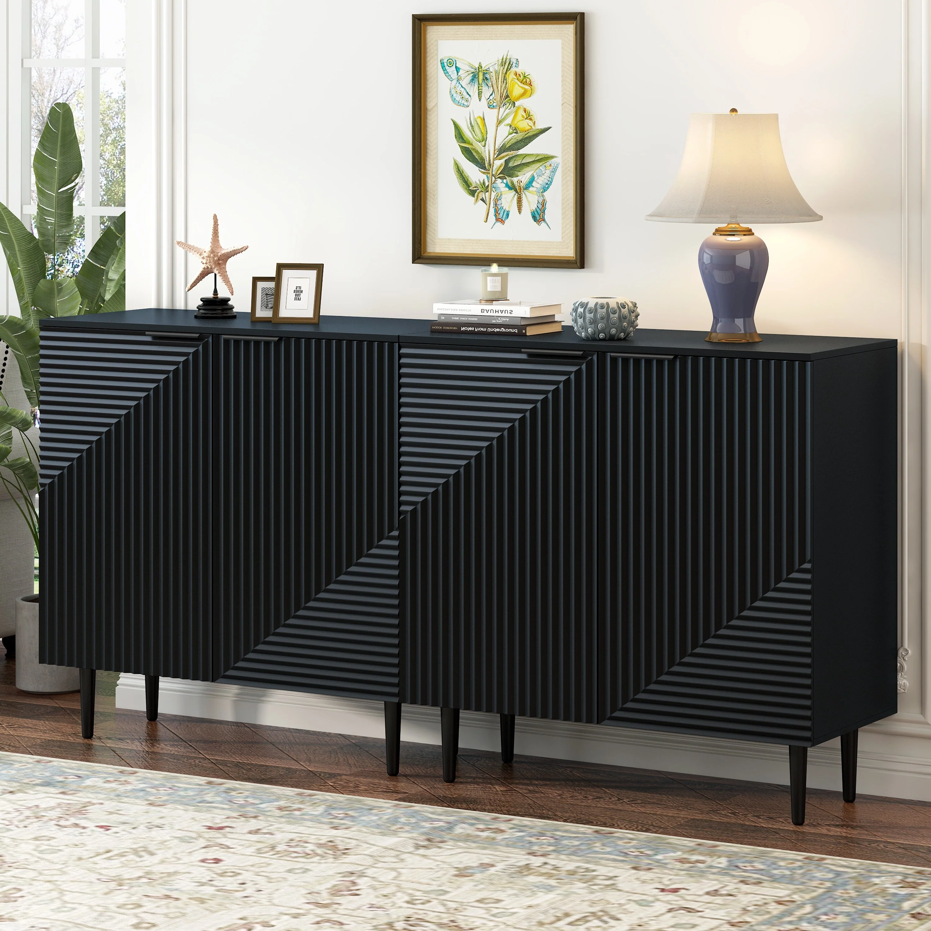 Stylish Large Storage Space Dining Cabinet 2 Piece Set