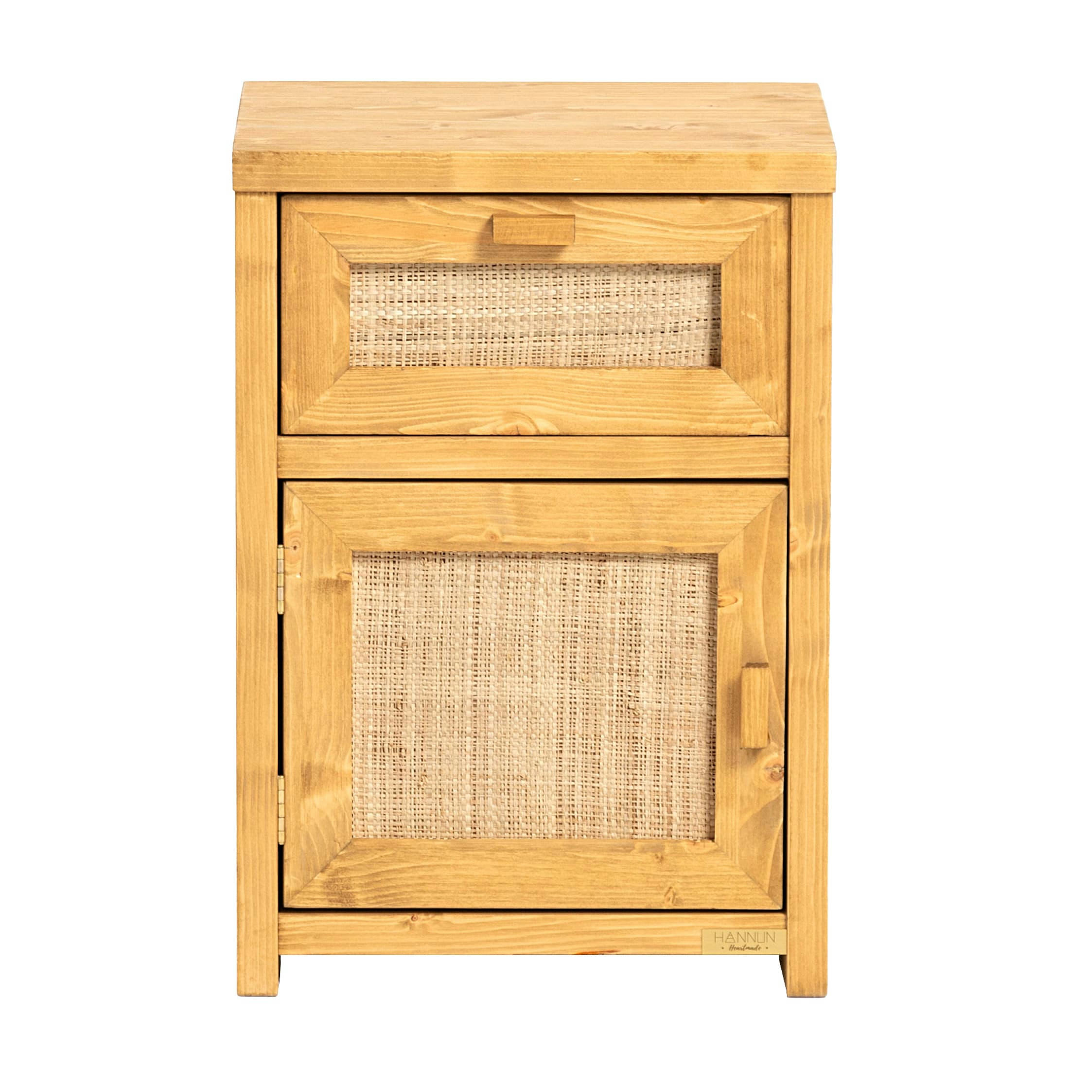 MARNIE - Table de chevet avec etagère en épicéa stratifié couleur beige