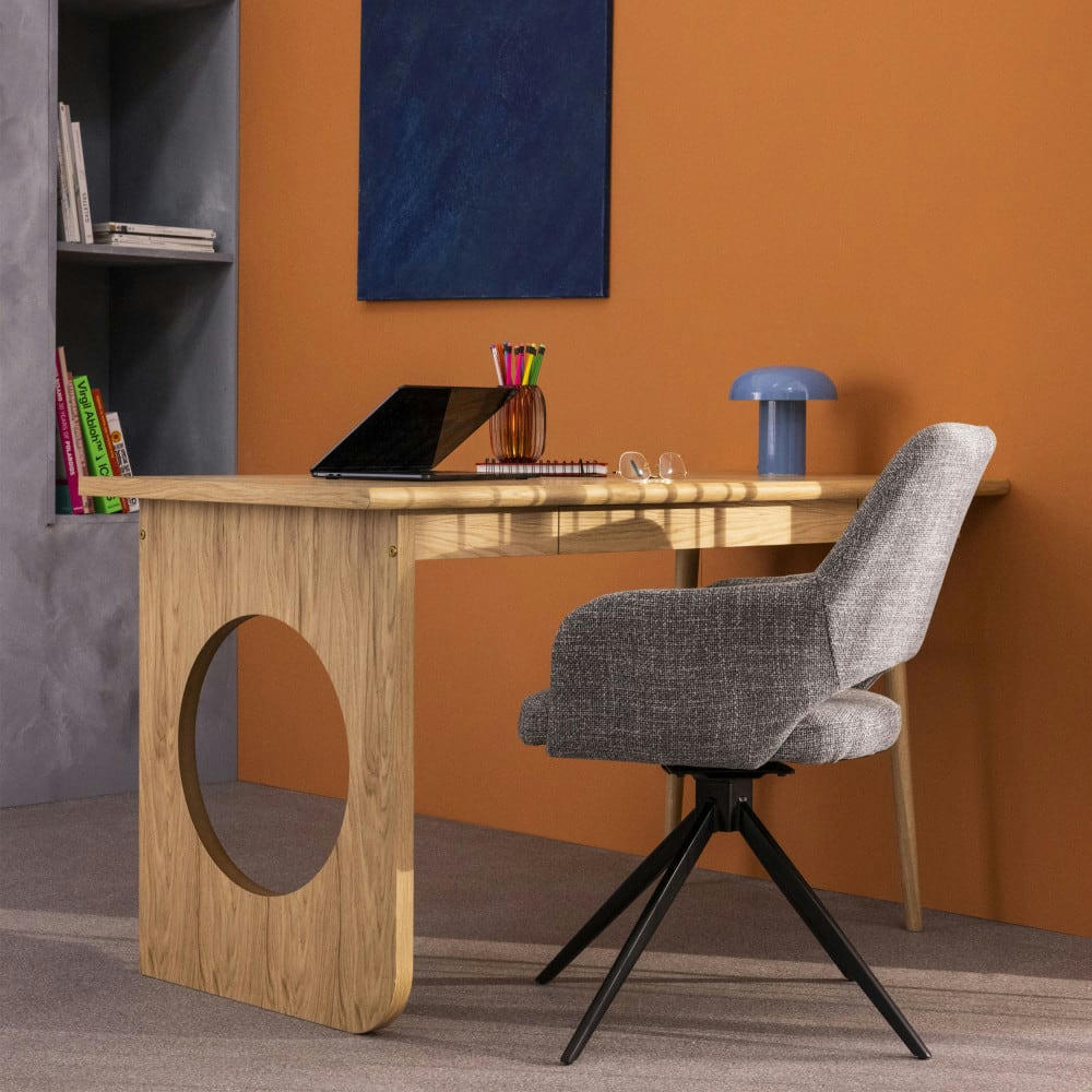 IVAR - Chaise de bureau en tissu et métal gris chiné