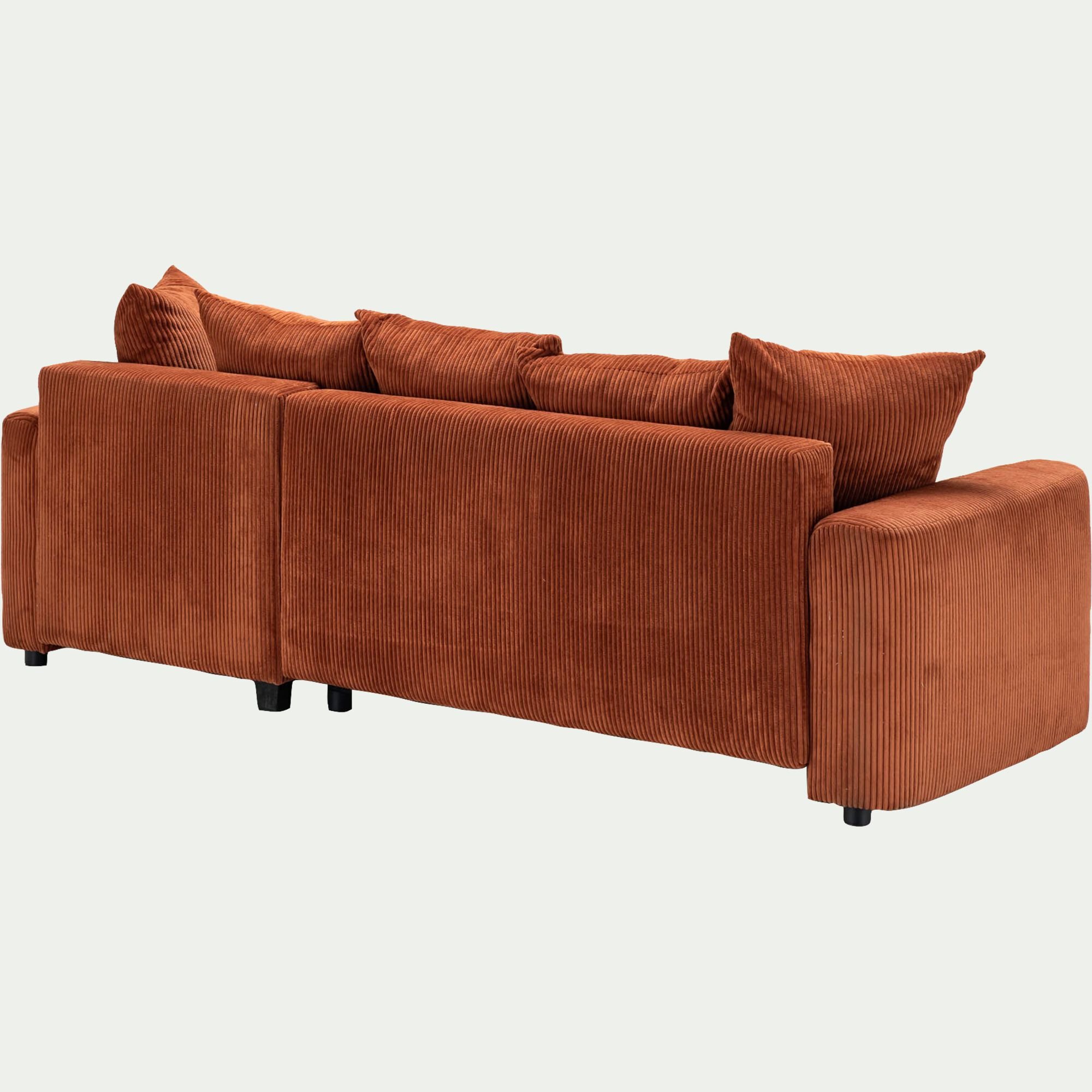 LUDI - Canapé convertible à angle réversible en velours côtelé - brun rustrel