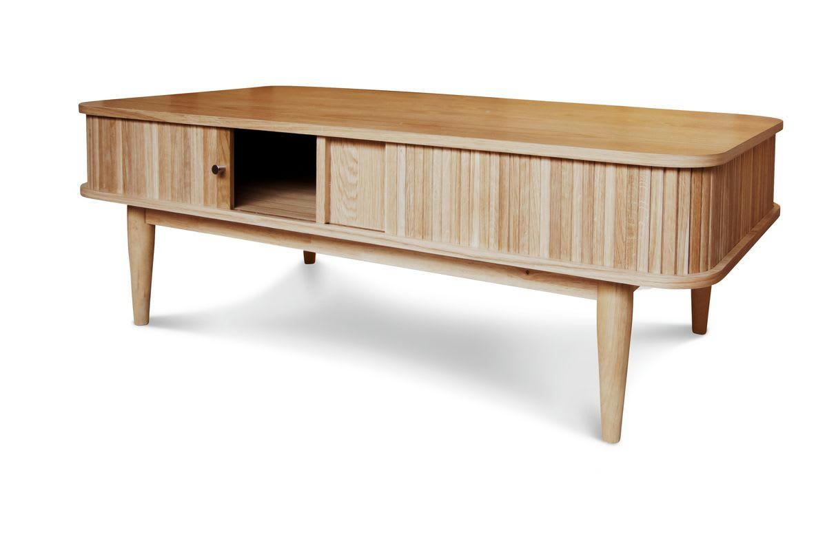 RITZ - Table basse à rideaux en bois beige