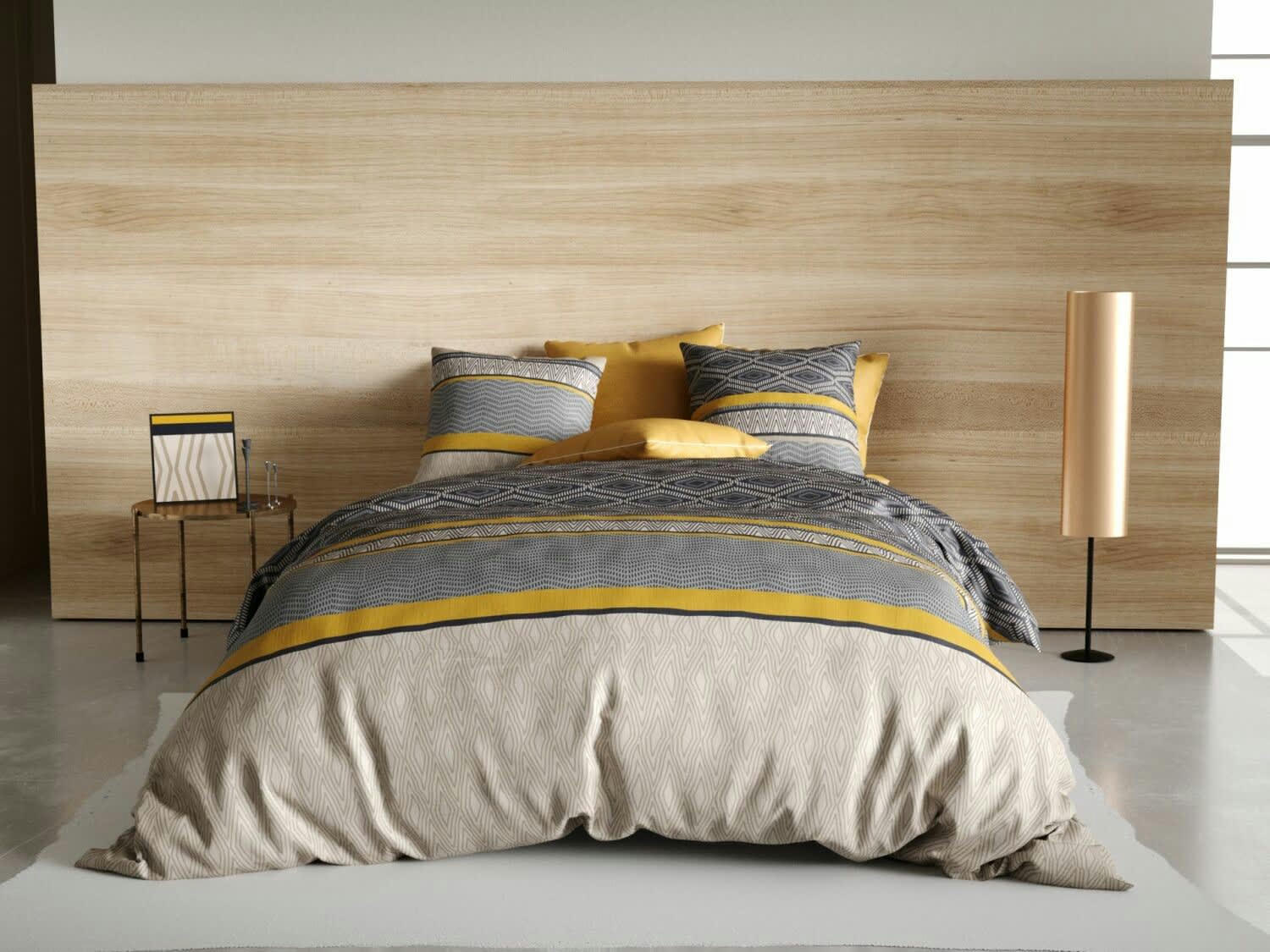 DELMAS - Parure housse de couette coton gris 240x260 cm