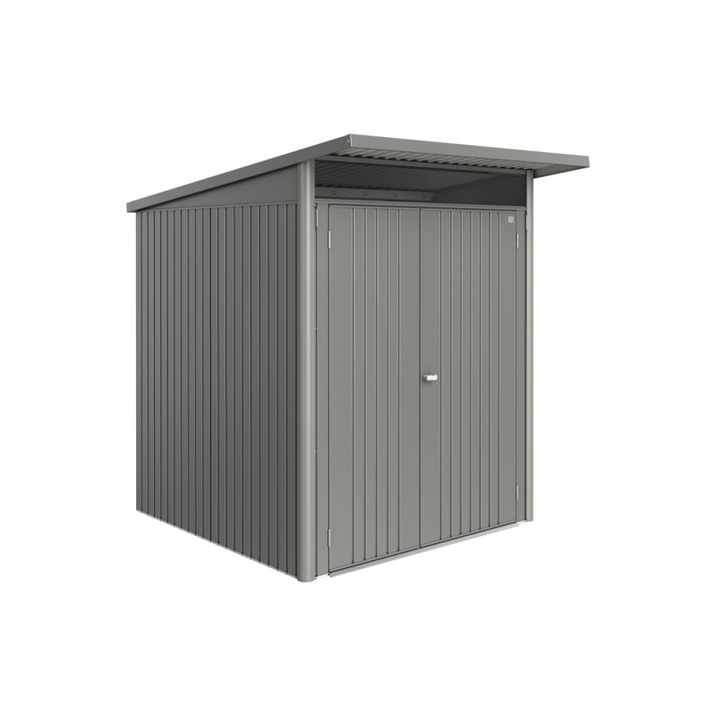 Abri de jardin en métal AvantGarde Eco double porte gris métallisé 1,8 x 2,2 x 2,18 m BIOHORT