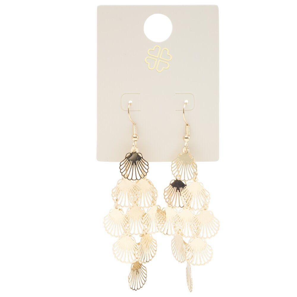 Boucles d'oreilles pendantes filigrane coquillage métal doré L5cm