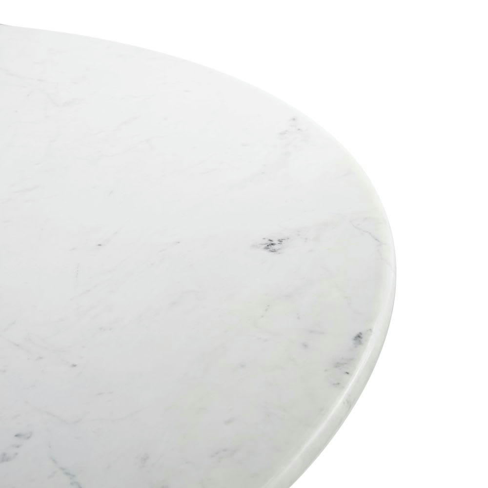 Lippa - Table à manger en marbre reconstitué et métal blancs 6 personnes D145