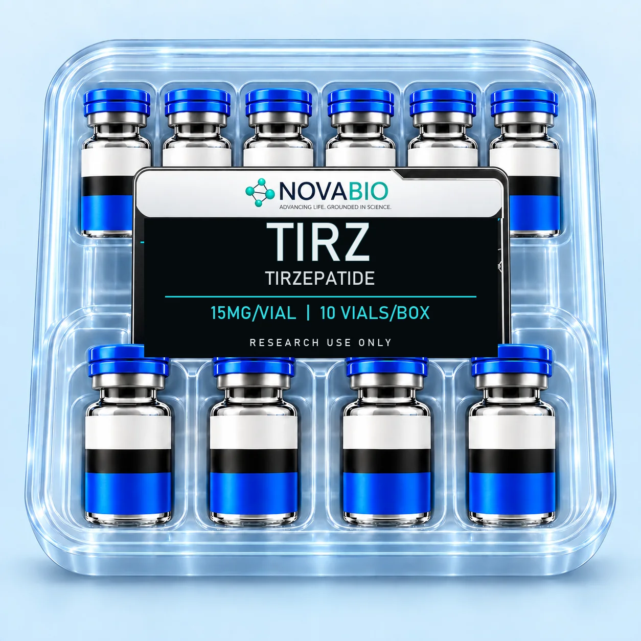 NOVABIO Tirzepatide (Tirz) 15MG per vial, 10 VIALS research product