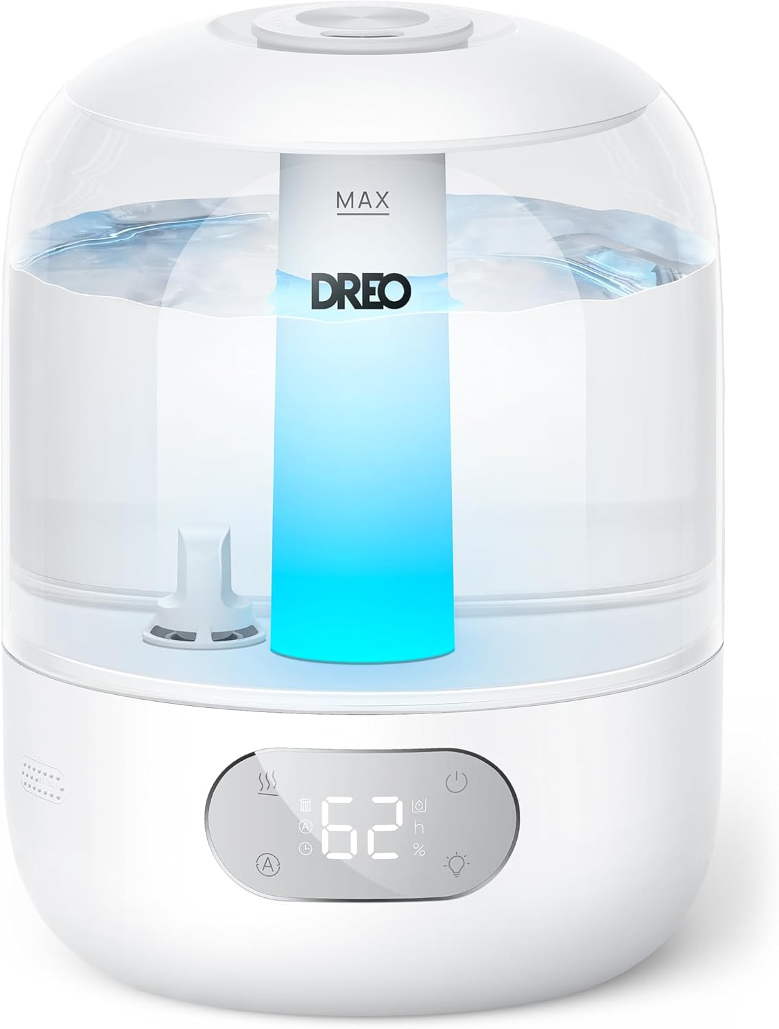 DREO Humidifiers for Bedroom, 3L Top Fill 30H & 26dB Quiet Runtime for Large Room, Cool Mist Ultrasonic Humidifier with Humidity Sensor, Night Light for Home, Baby, Nursery, Plants