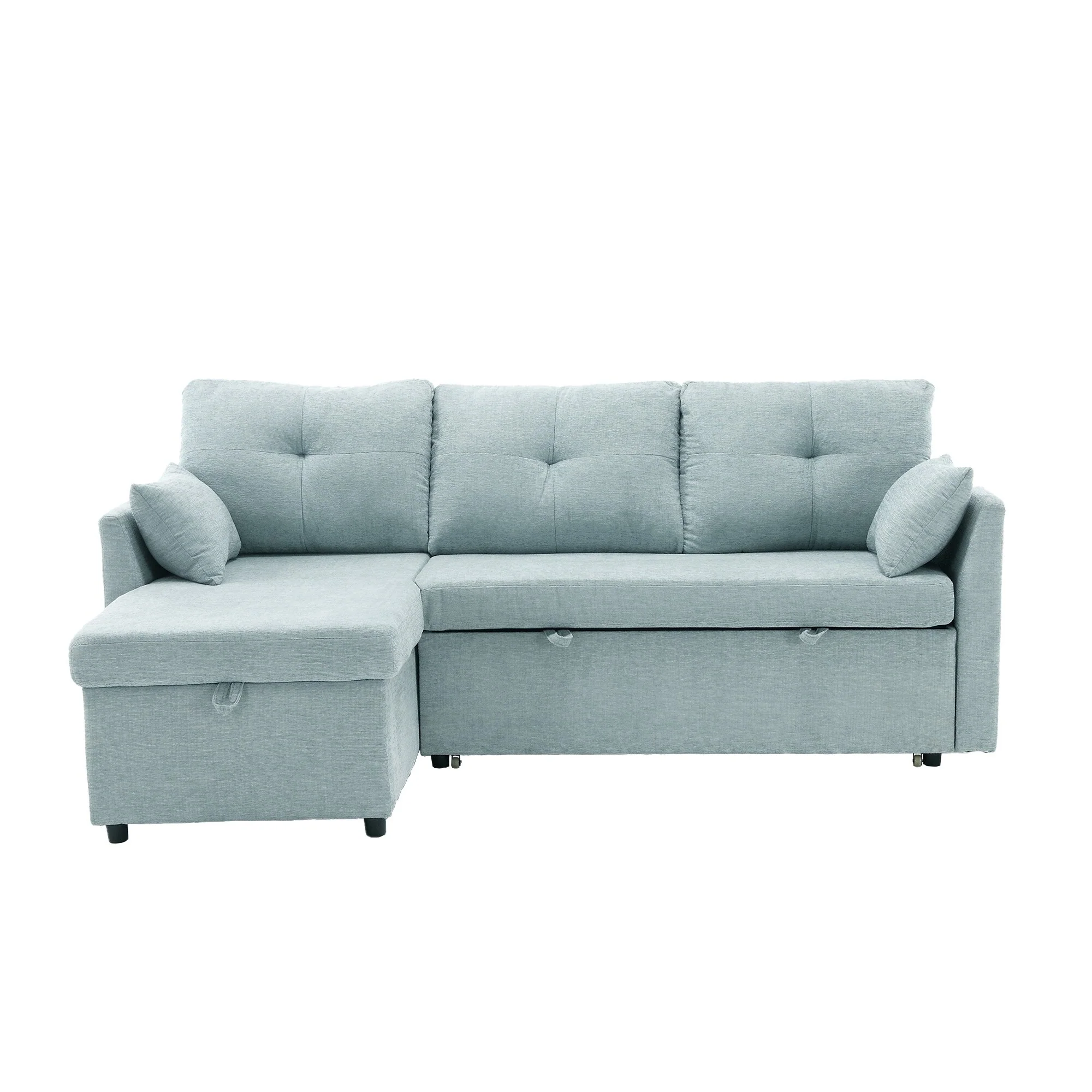 Green 81.1'' L-Shaped 3-Seater Sectional Sofa with Reversible Chaise Lounge, Storage Seats, and Sturdy Solid Wood Frame
