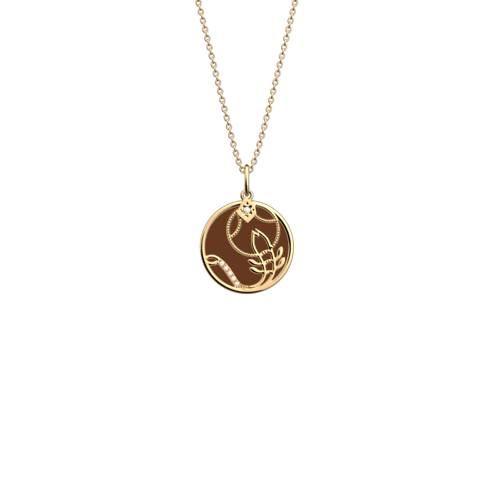 Collier Scorpion, cuir réversible Bronze / Terre Cuite
