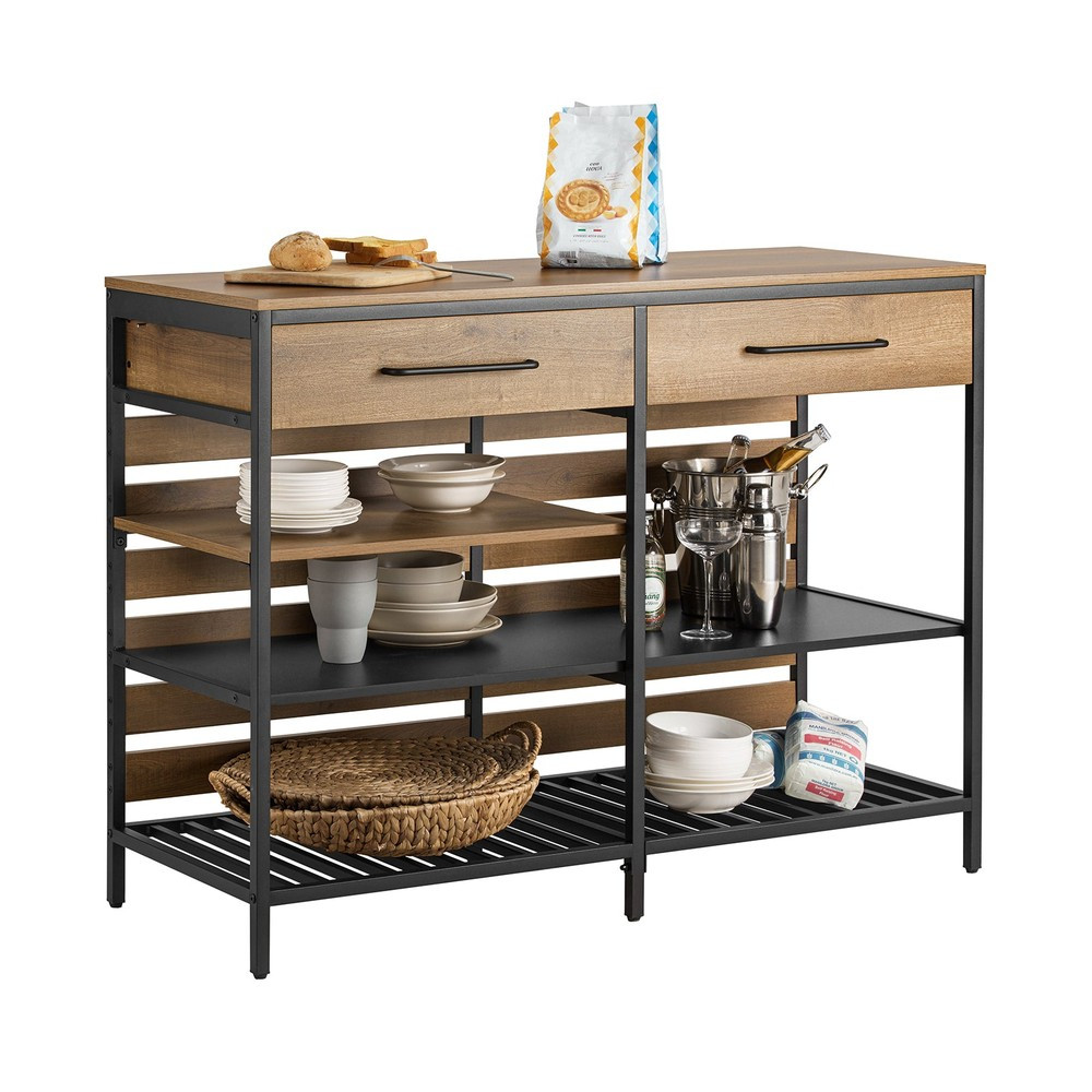 SoBuy Wyspa kuchenna z dwiema szufladami Ciemnobrązowy 120x45x90cm FSB85-PF