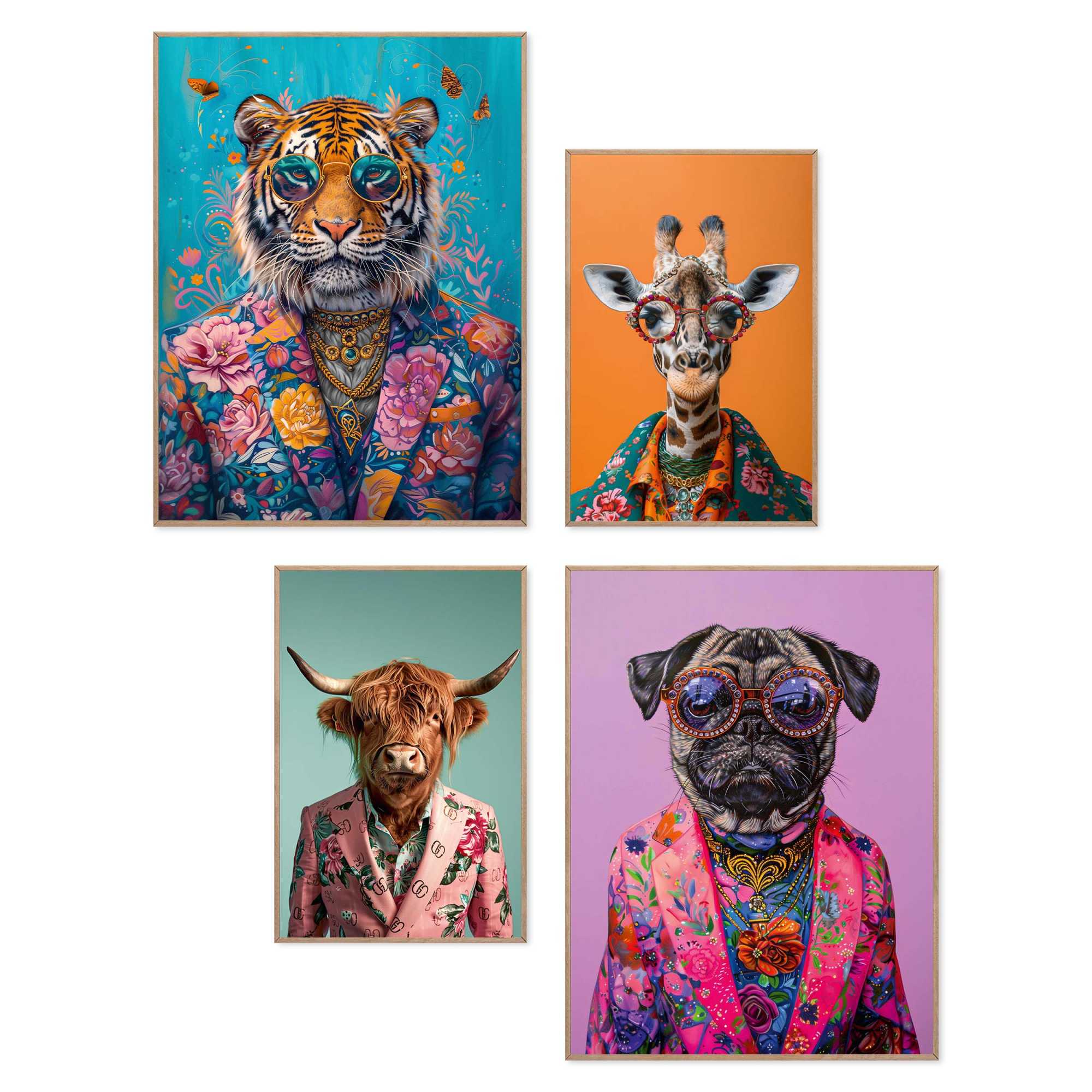 Reinders - Funky Animals Mix & Match Set - Schilderijen set 30x40 cm -