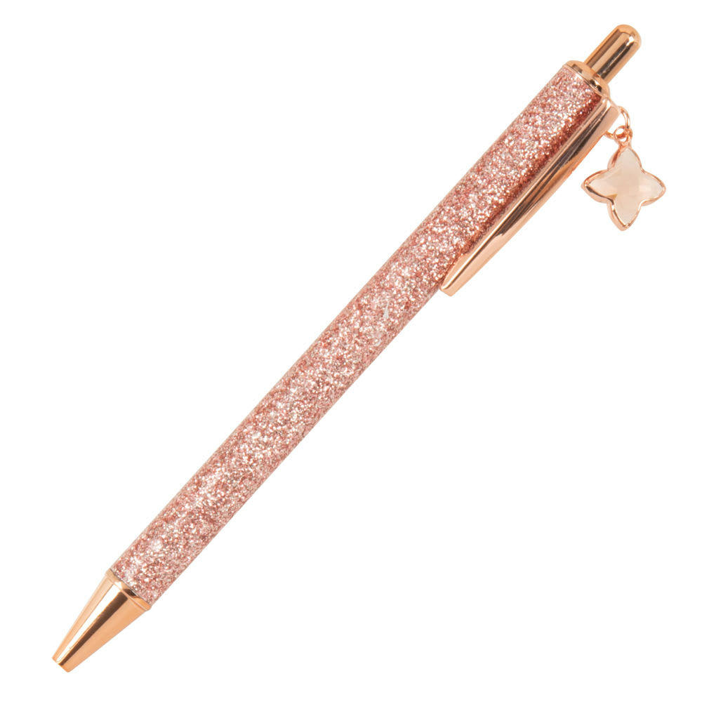 - Stylo pailleté doré avec pampille