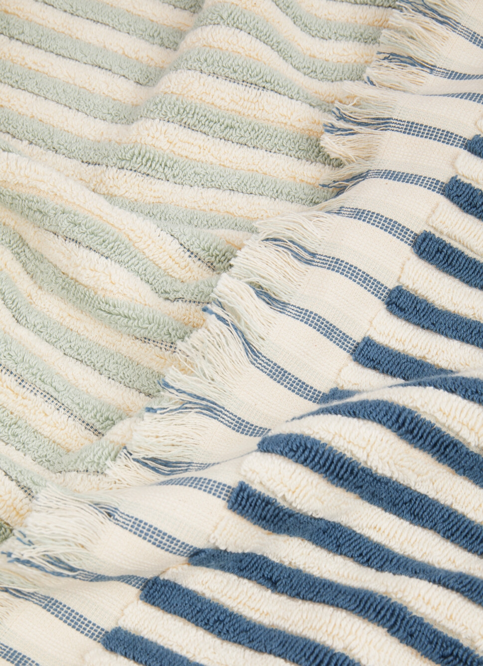 SERVIETTE DE TOILETTE à RAYURES DOUBLE FACE BLEU