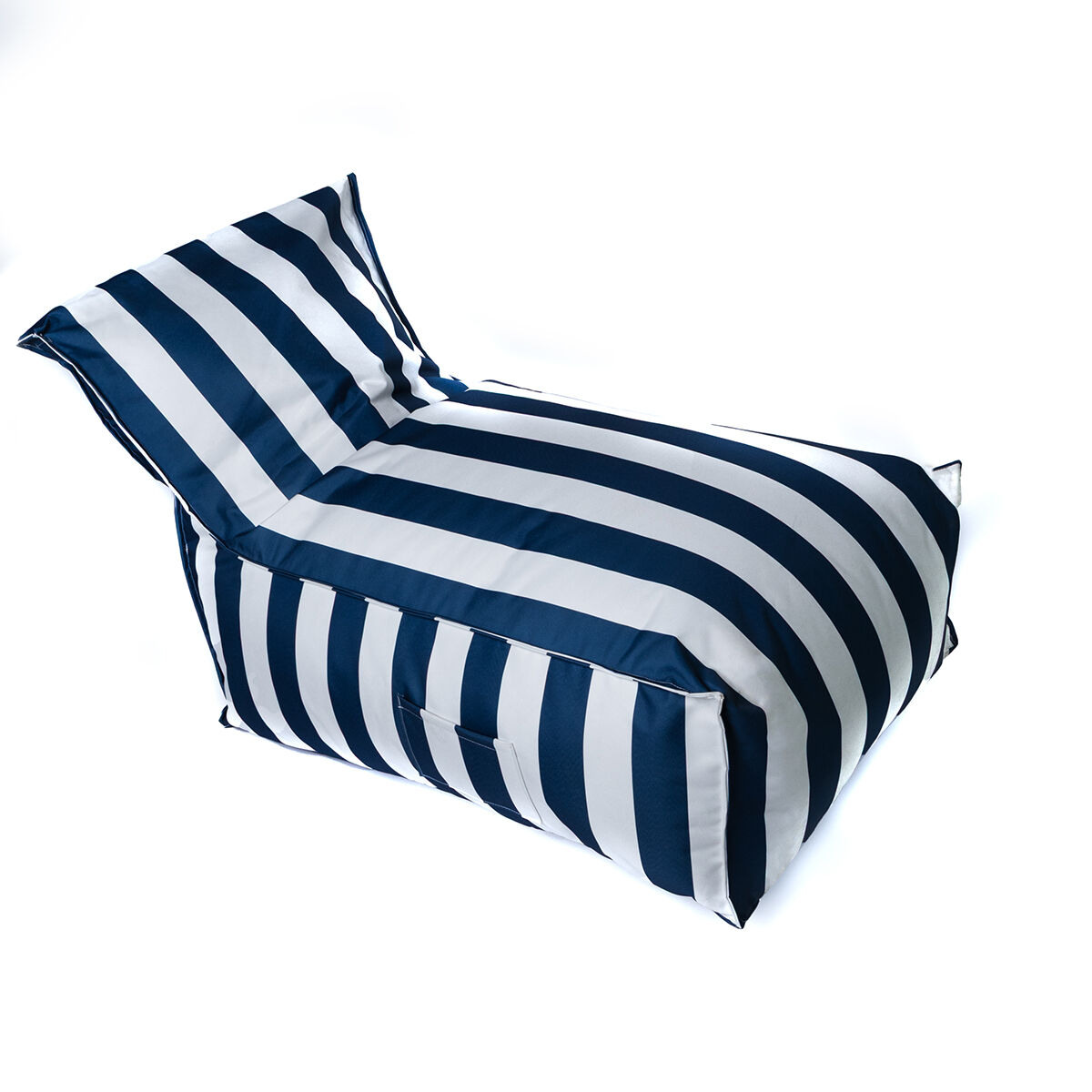 Pufe sofá impermeável riscas branco e azul