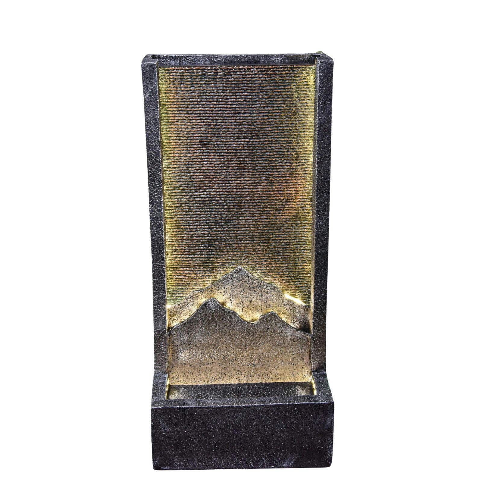 ALPES - Grande Fontaine de Jardin Mur d'eau et Paysage en résine noir - H100cm