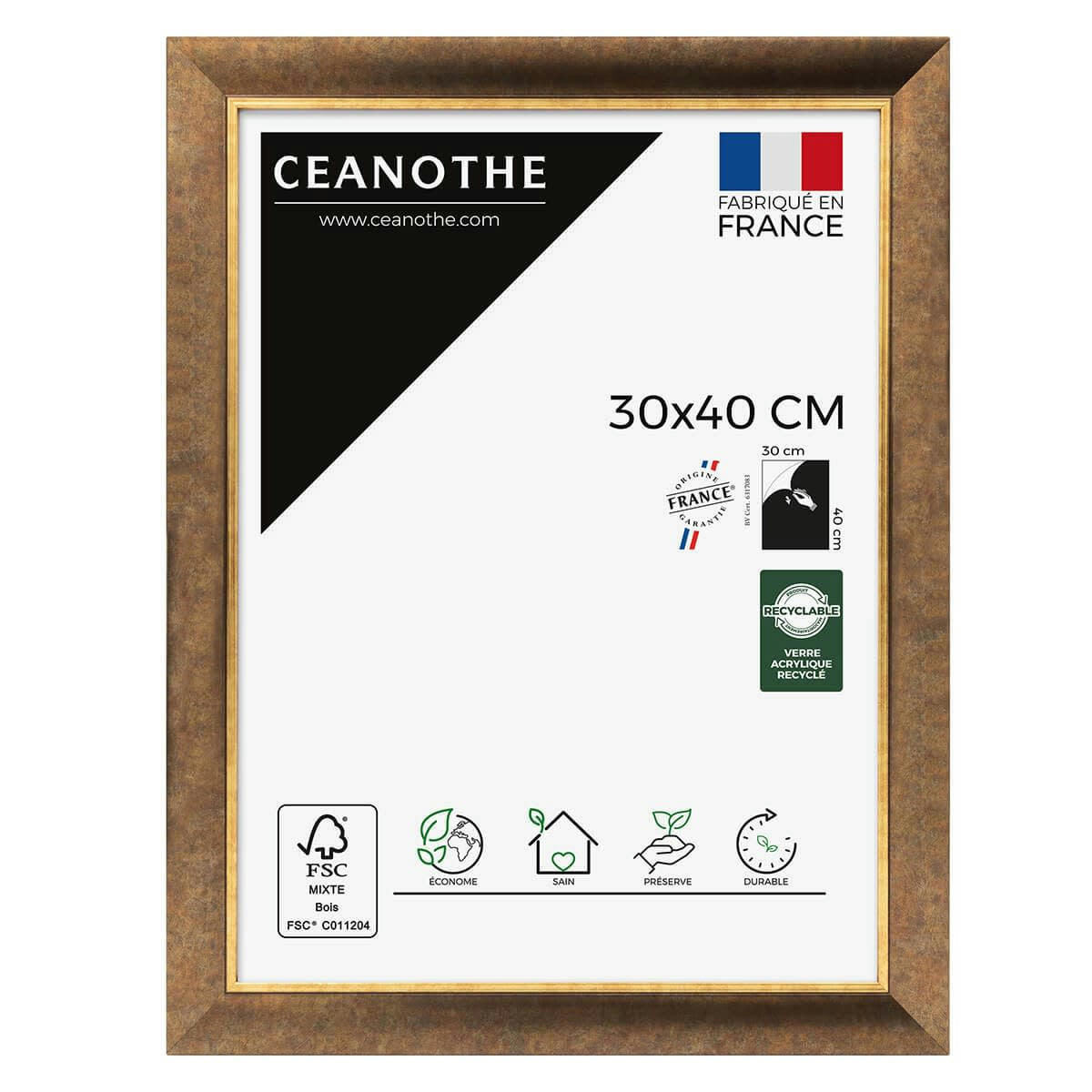 HADES - Cadre photo filet doré 30x40 cm résine recyclée