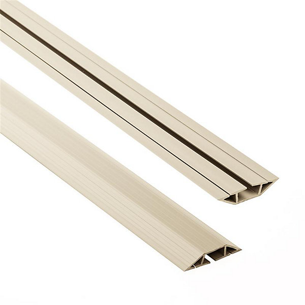 Bande de câble en PVC 10x60mm, 2m, cache-câble, trapézoïdal, beige