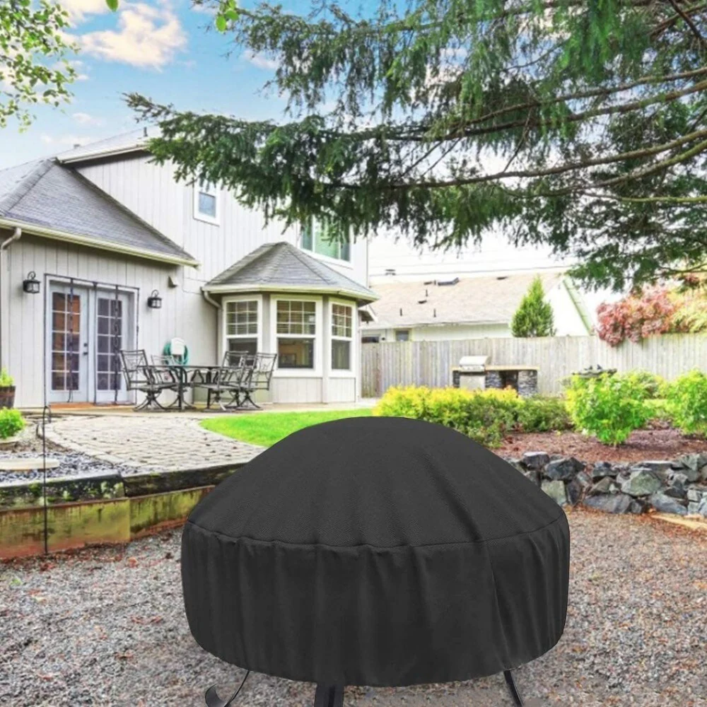 Shatex 33 in. Black Durable Weather-Resistant Round Fire Pit Cover