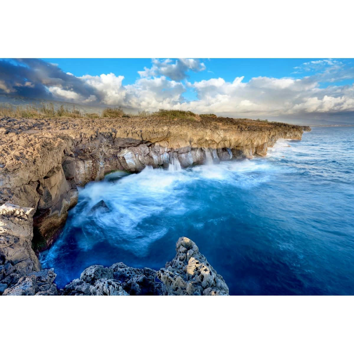 MER - Tableau sur verre synthétique étang salé 65x97 cm