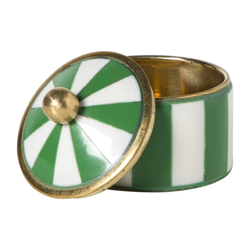 Opbergdoosje circus klein - groen/wit - &Oslash;4.8x3.5 cm