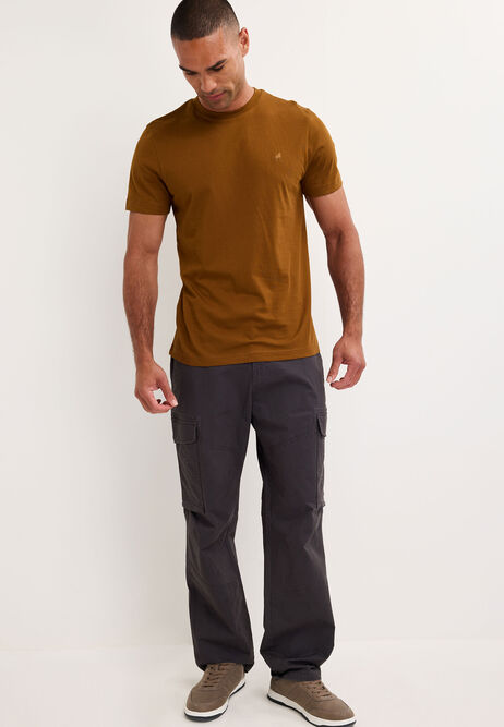Mens Mustard Plain Cotton T-Shirt