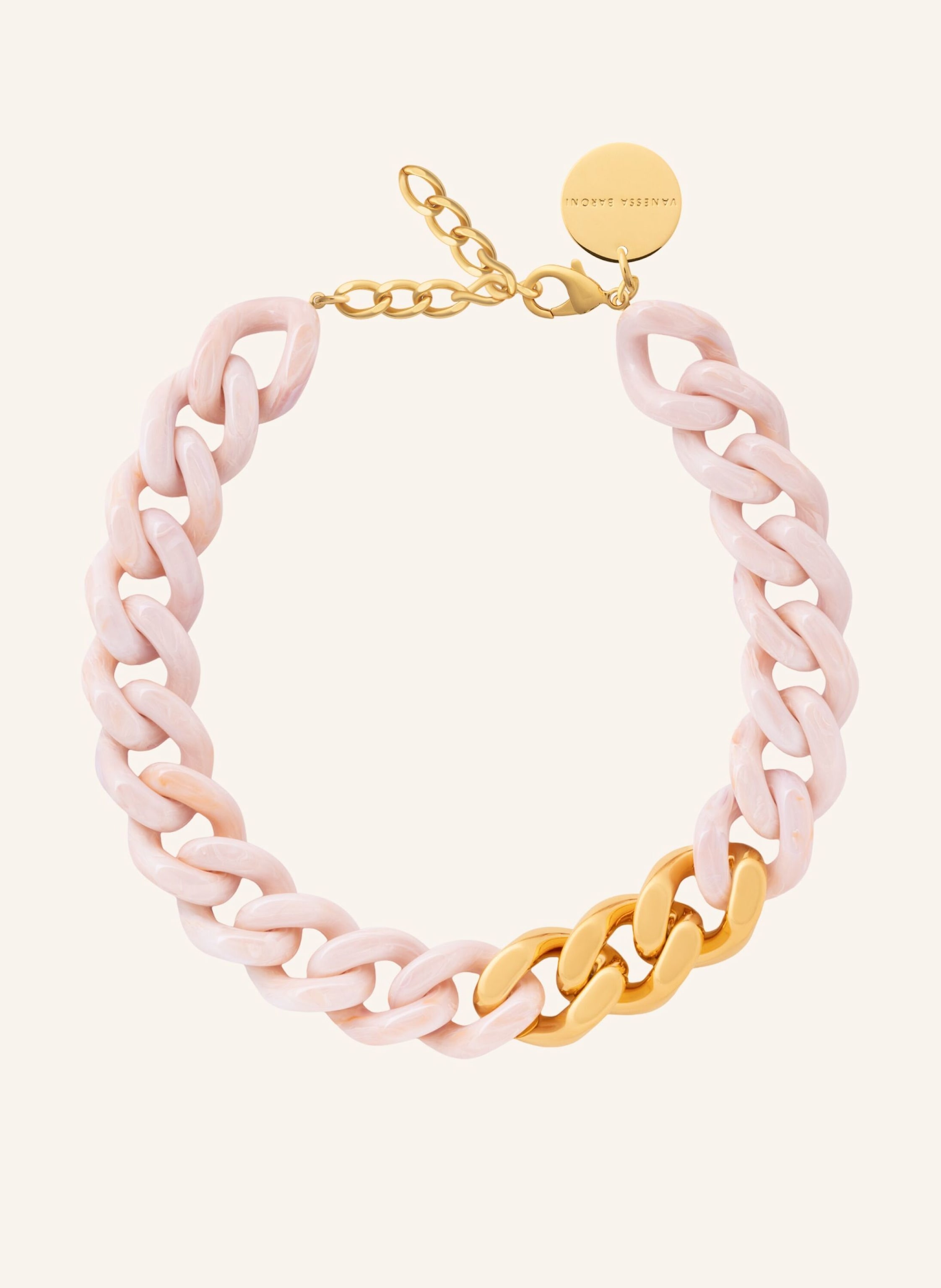 VANESSA BARONI Halsketten FLAT CHAIN GOLD IVORY ROSE MARBLE by GLAMBOU