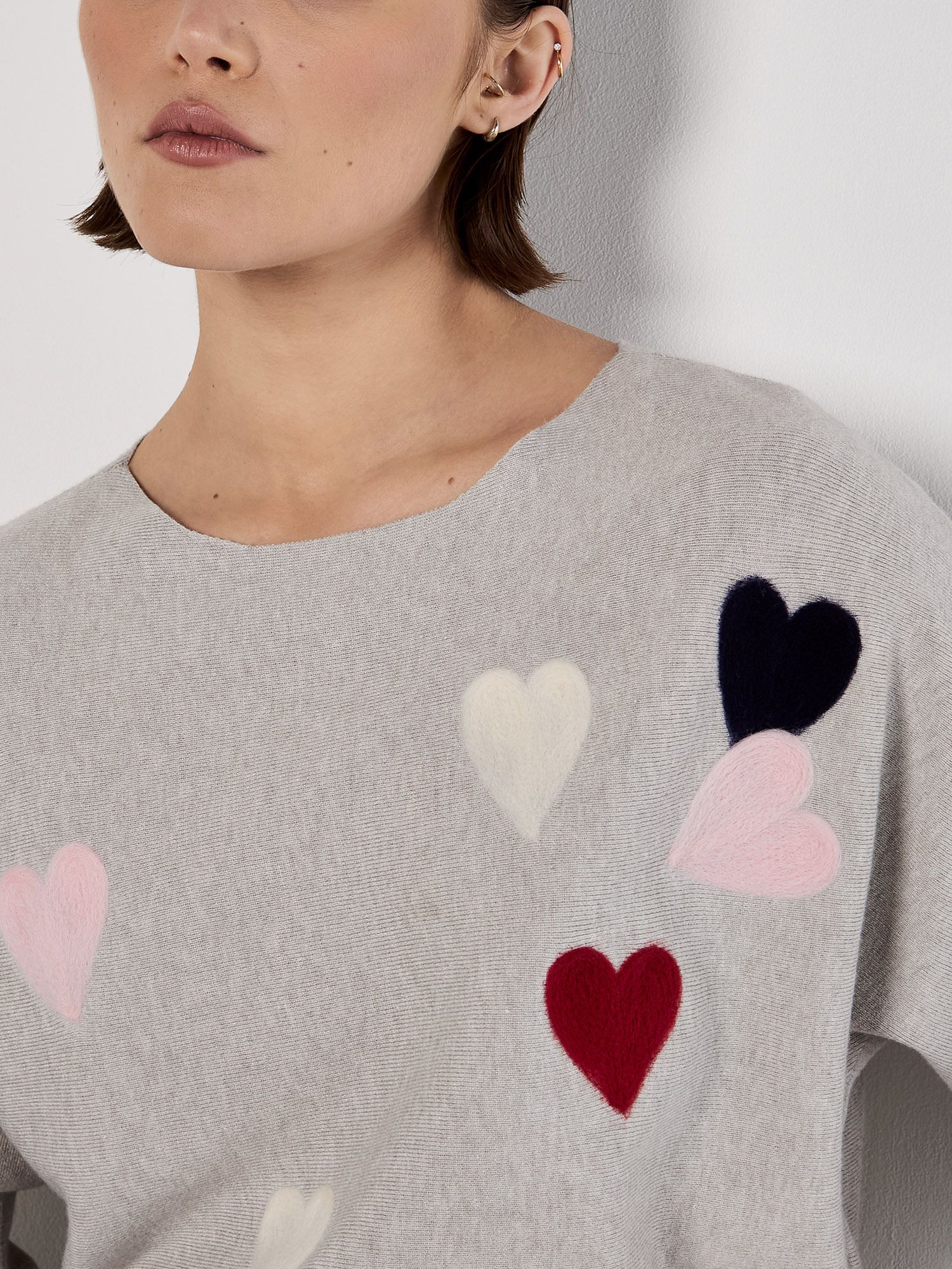 Apricot Applique Heart Batwing Jumper