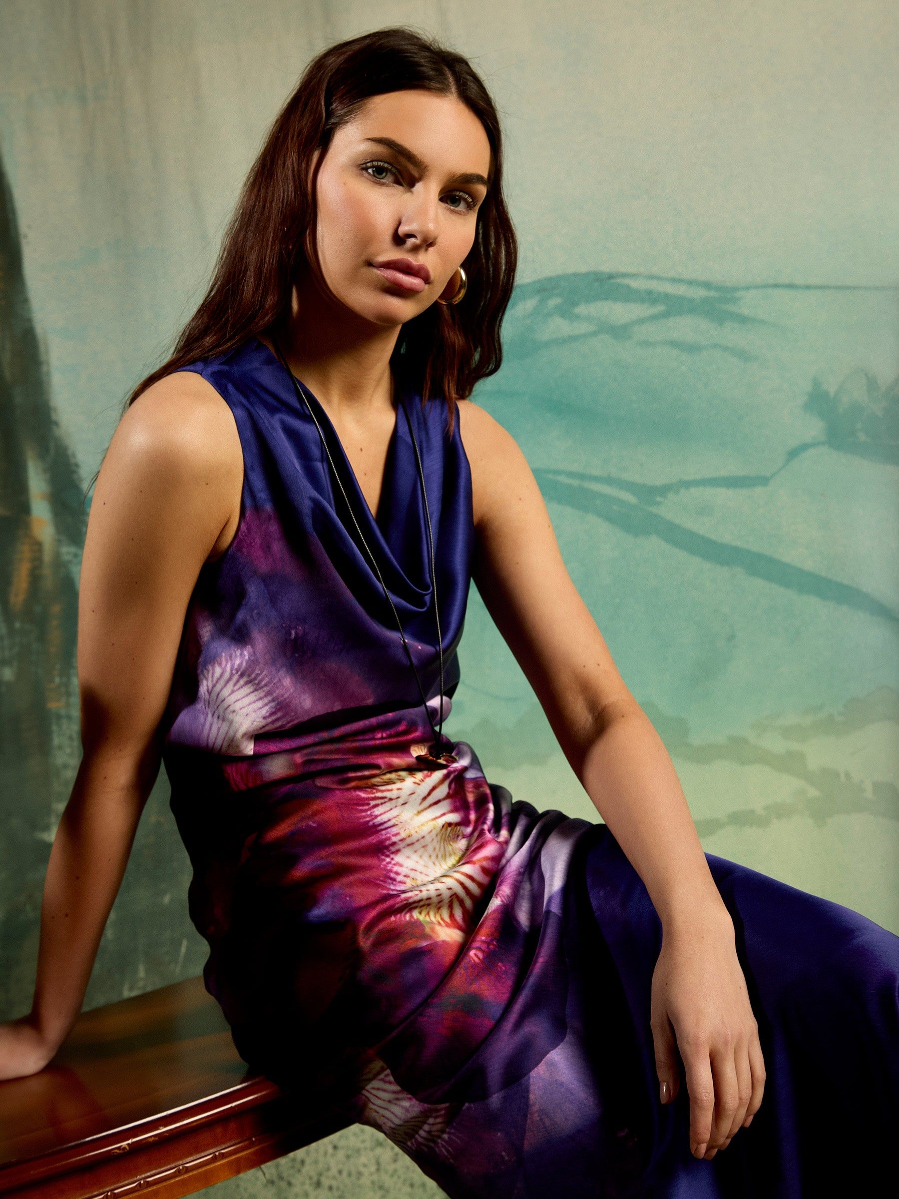 GWD by GEORGE W. DAVIES GWD Jessie Printed Floral Sleeveless Maxi Dress
