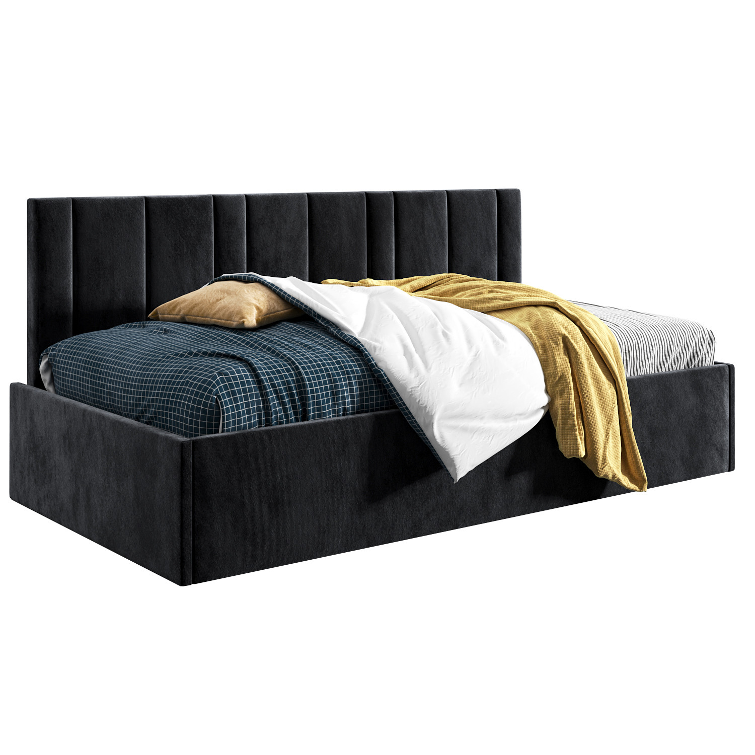 Łóżko młodzieżowe 80x200 Comfort Prato, Czarny, Pojemnik
