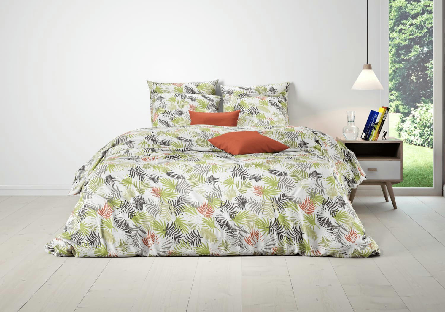 TOKYO - Parure housse de couette coton vert 220x240 cm