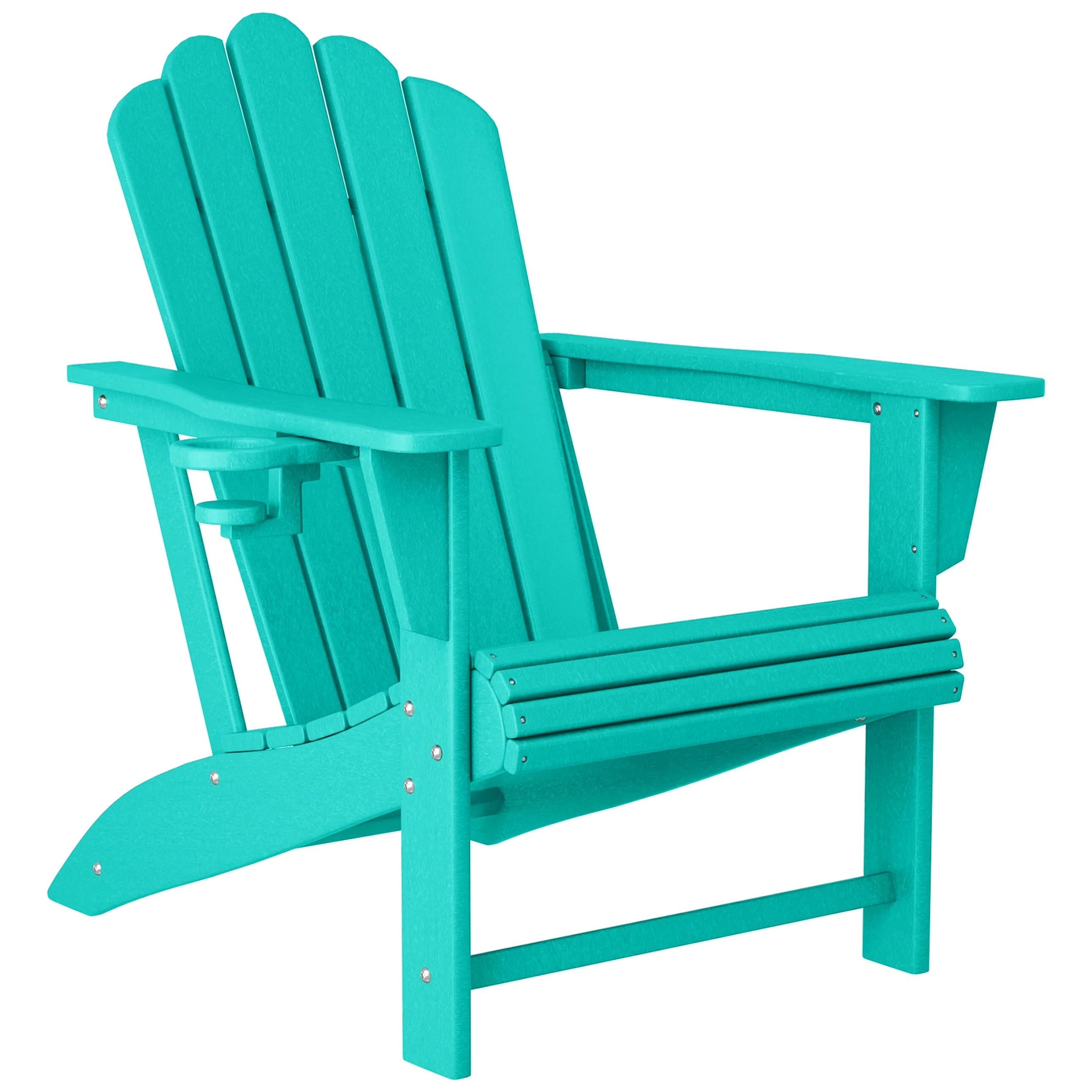 Polytrends Aderson Outdoor Patio Commercial-Residential Adirondack Chair with Swivel Cupholder