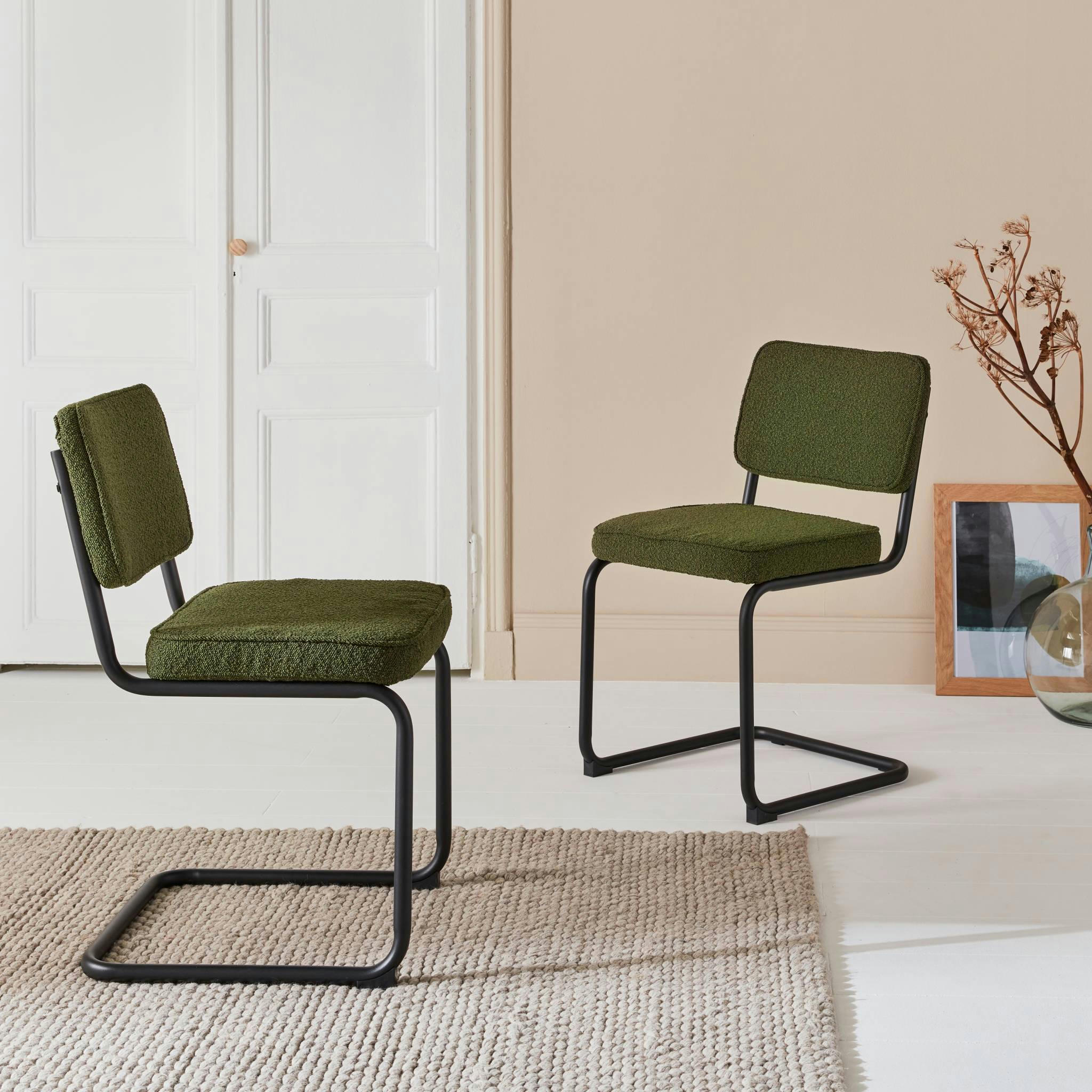 MAJA - Lot de 2 chaises cantilever tissu bouclette