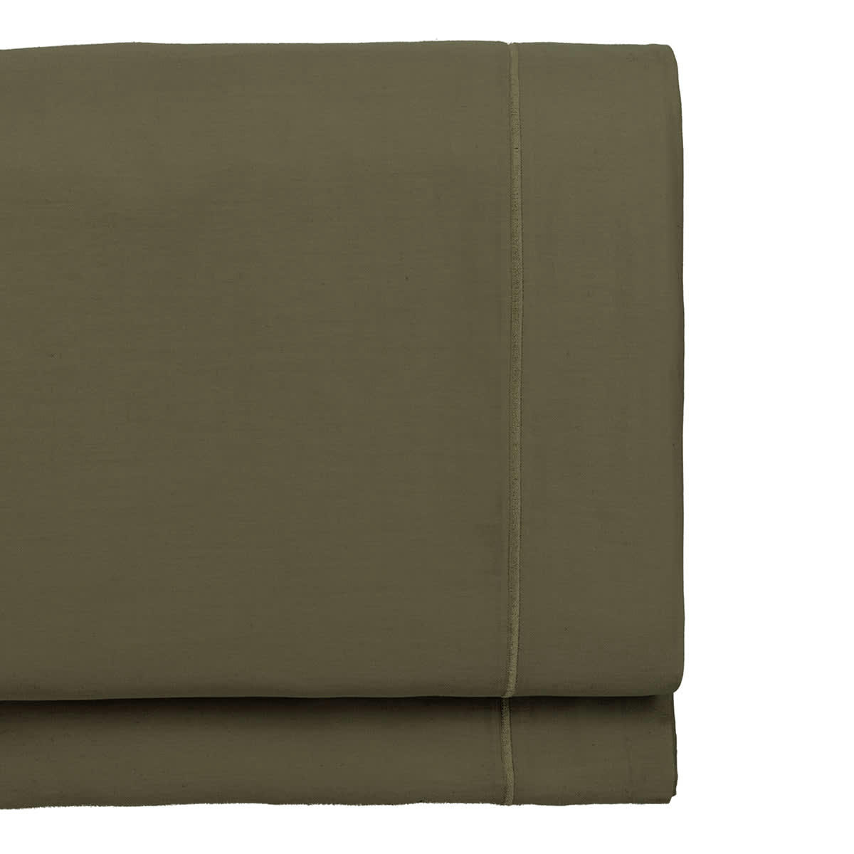 JULIA - Drap plat satin de coton  240x300 vert kaki
