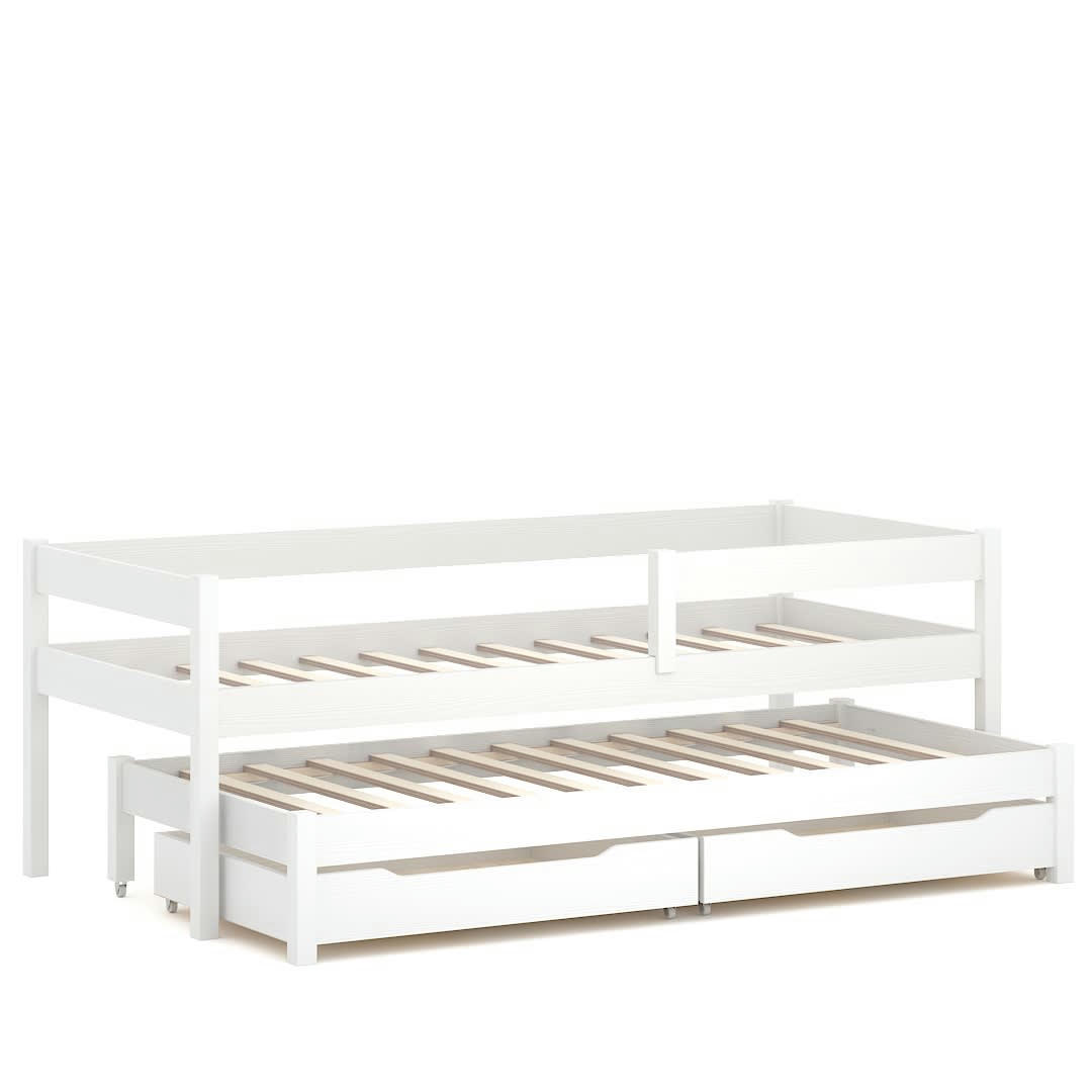 - Lit simple en pin massif&MDF 200x90 blanc