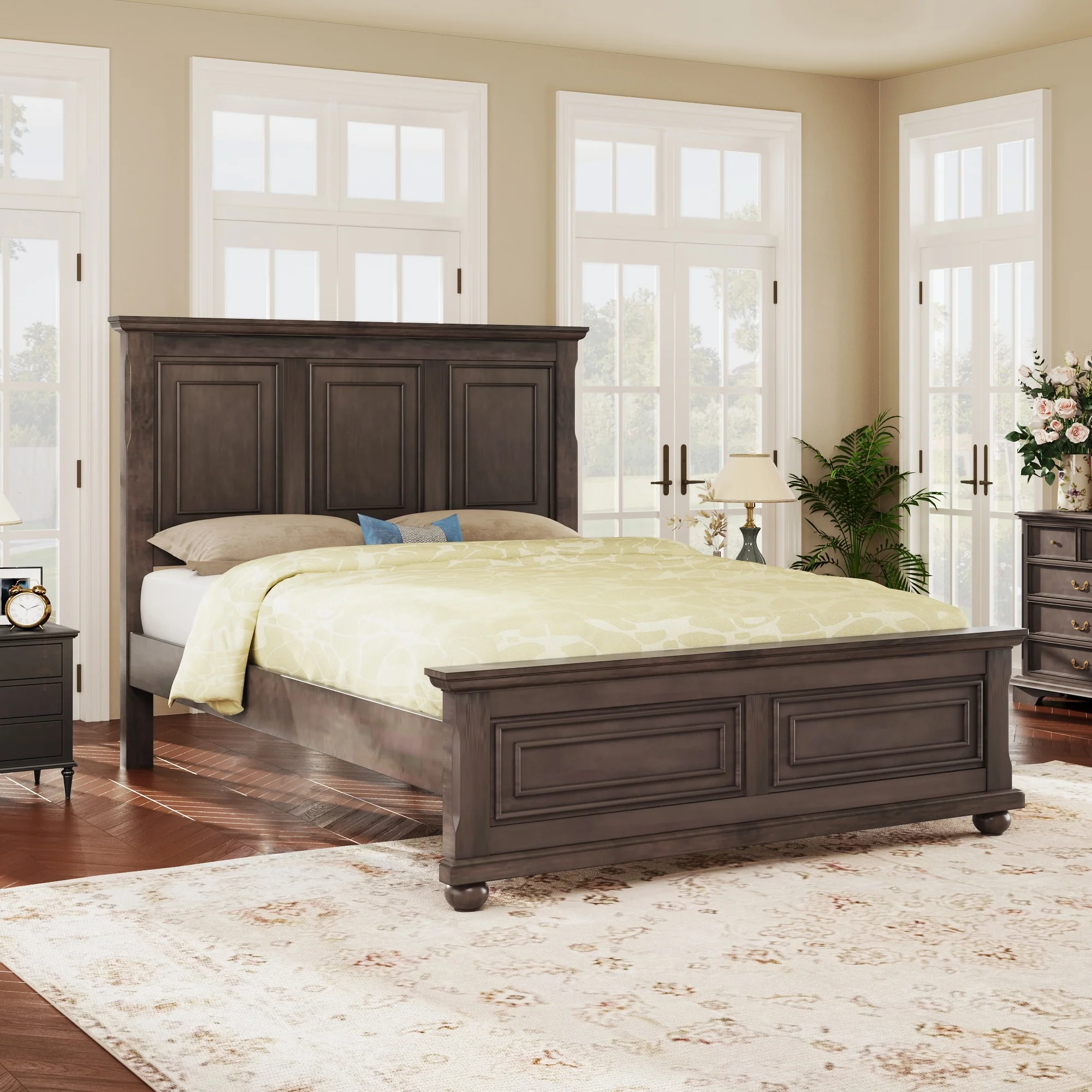 Traditional Town and Country Style Pinewood Queen Bed - Kids' Beds