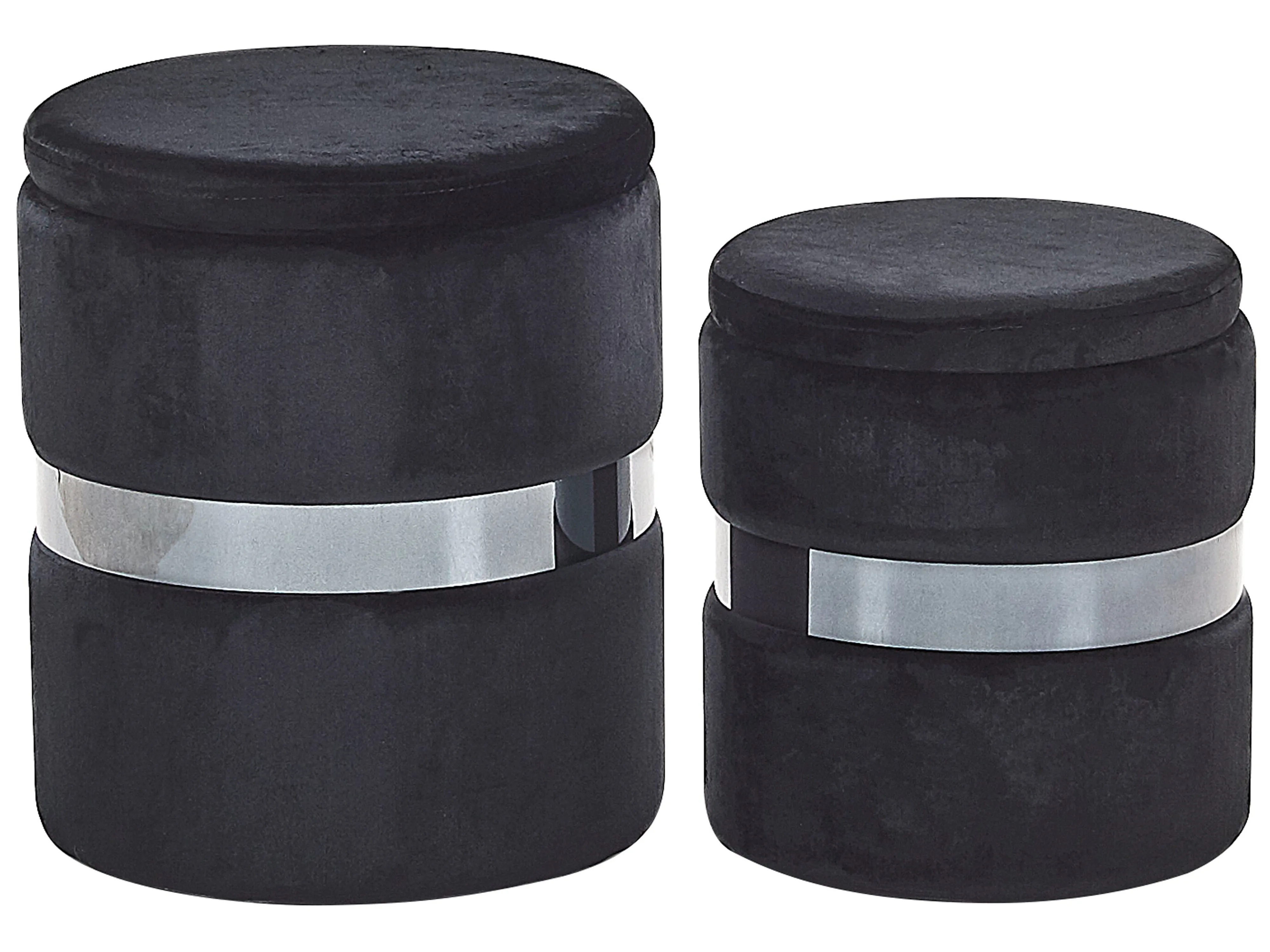 Set of 2 Storage Pouffes DORIS Velvet Black