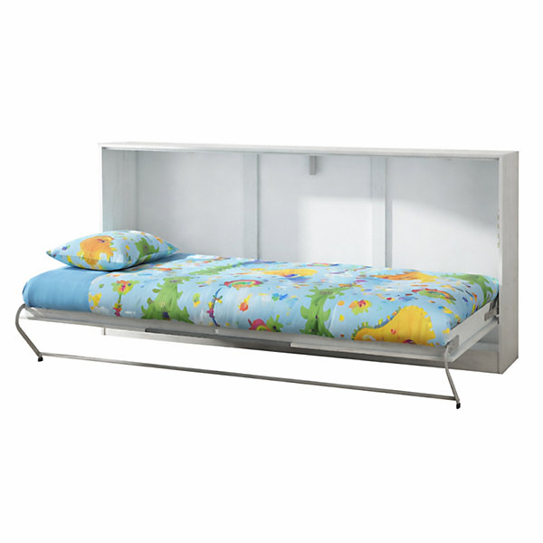 Armoire Lit escamotable Horizontal 90x200 cm Blanc artisan-Graphite Lit Mural Roddy
