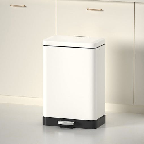 SOGA 4-Pack 12L White Stainless Steel Foot Pedal Trash Bin