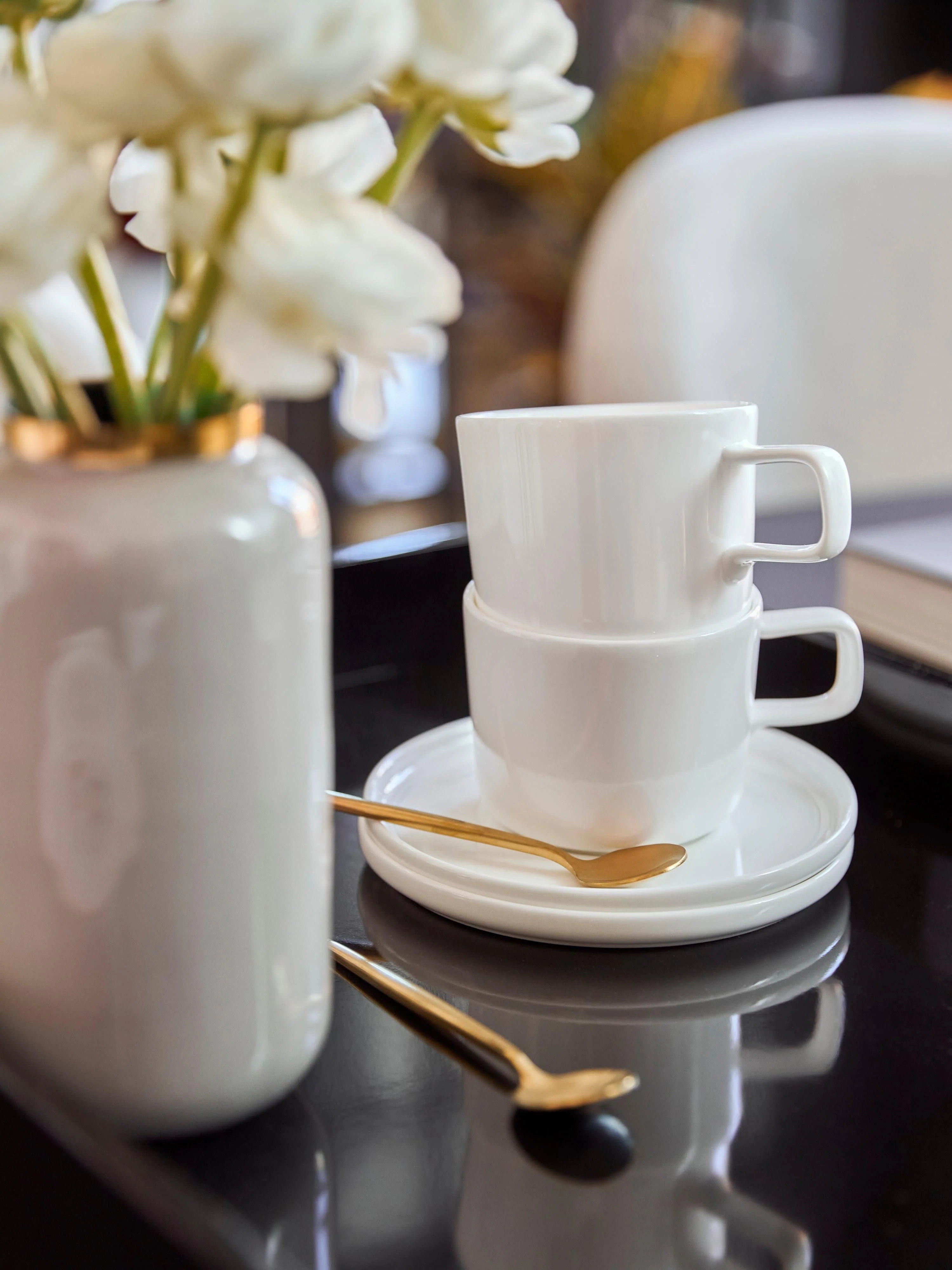 Fine Bone China Tassen Oco mit Untertassen, 6er-Set
