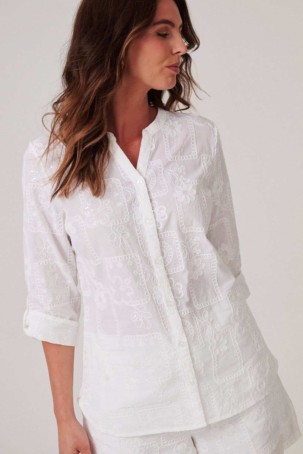 Klass. Floral Embellished Cotton Shirt