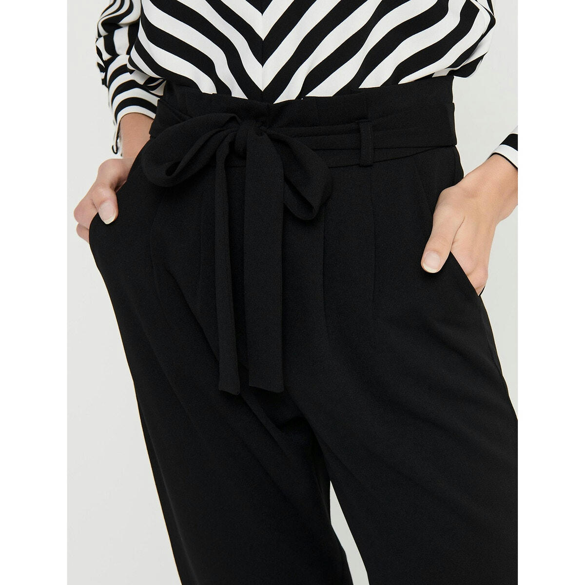 Pantalon paper bag, taille haute